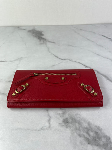 Balenciaga Red Classic Money Continental Wallet