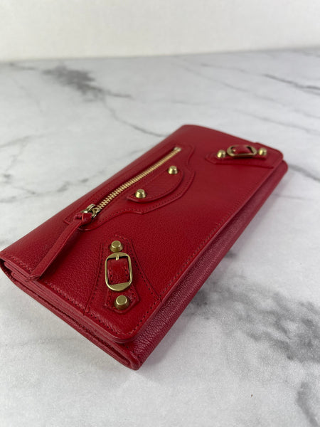 Balenciaga Red Classic Money Continental Wallet