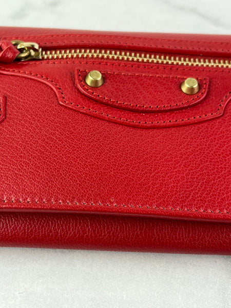 Balenciaga Red Classic Money Continental Wallet