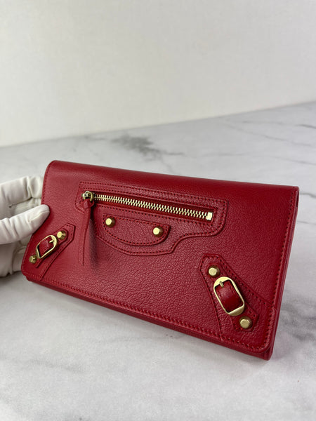 Balenciaga Red Classic Money Continental Wallet