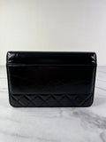 CHANEL Black CC Quilted Shiny Aged Calfskin Wallet On Chain crossbody/shoulder bag