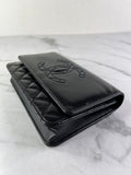 CHANEL Black CC Quilted Shiny Aged Calfskin Wallet On Chain crossbody/shoulder bag