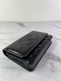 CHANEL Black CC Quilted Shiny Aged Calfskin Wallet On Chain crossbody/shoulder bag