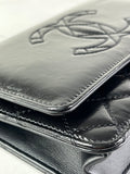 CHANEL Black CC Quilted Shiny Aged Calfskin Wallet On Chain crossbody/shoulder bag