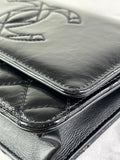 CHANEL Black CC Quilted Shiny Aged Calfskin Wallet On Chain crossbody/shoulder bag