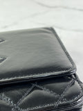 CHANEL Black CC Quilted Shiny Aged Calfskin Wallet On Chain crossbody/shoulder bag