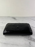 CHANEL Black CC Quilted Shiny Aged Calfskin Wallet On Chain crossbody/shoulder bag