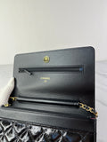 CHANEL Black CC Quilted Shiny Aged Calfskin Wallet On Chain crossbody/shoulder bag