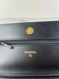 CHANEL Black CC Quilted Shiny Aged Calfskin Wallet On Chain crossbody/shoulder bag