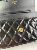 CHANEL Black CC Quilted Shiny Aged Calfskin Wallet On Chain crossbody/shoulder bag