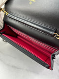 CHANEL Black CC Quilted Shiny Aged Calfskin Wallet On Chain crossbody/shoulder bag
