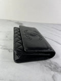CHANEL Black CC Quilted Shiny Aged Calfskin Wallet On Chain crossbody/shoulder bag