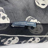 Alexander McQueen Classic Black/White Silk Chiffon Skull Scarf
