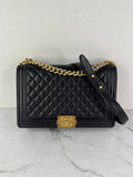 CHANEL Black Quilted Large Boy Crossbody/Shoulder Bag