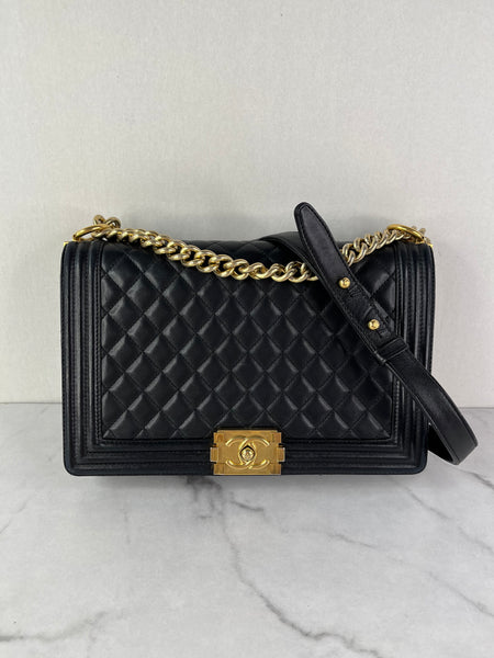 CHANEL Black Quilted Large Boy Crossbody/Shoulder Bag