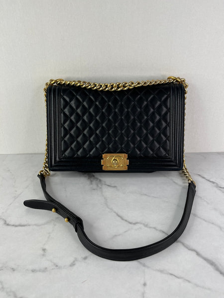 CHANEL Black Quilted Large Boy Crossbody/Shoulder Bag