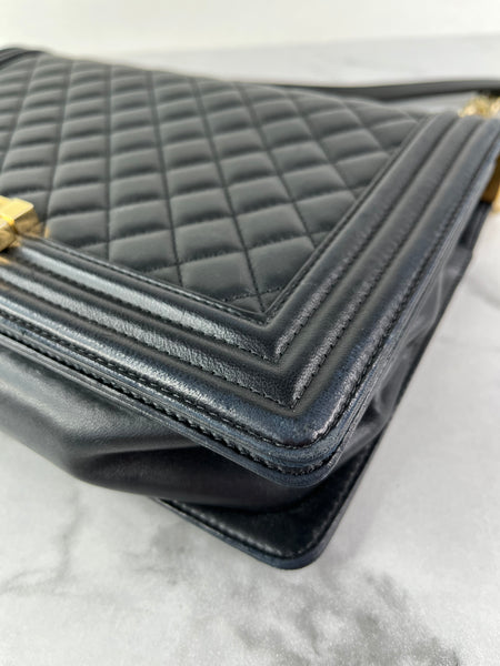 CHANEL Black Quilted Large Boy Crossbody/Shoulder Bag