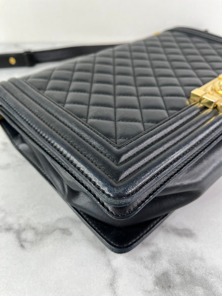CHANEL Black Quilted Large Boy Crossbody/Shoulder Bag