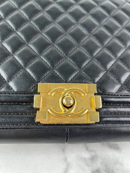 CHANEL Black Quilted Large Boy Crossbody/Shoulder Bag