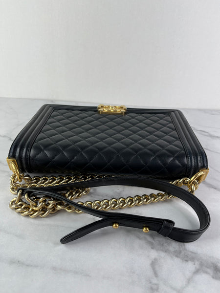 CHANEL Black Quilted Large Boy Crossbody/Shoulder Bag