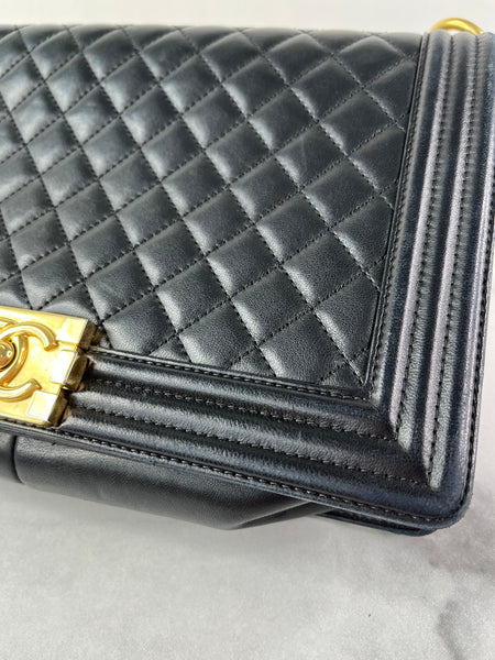 CHANEL Black Quilted Large Boy Crossbody/Shoulder Bag