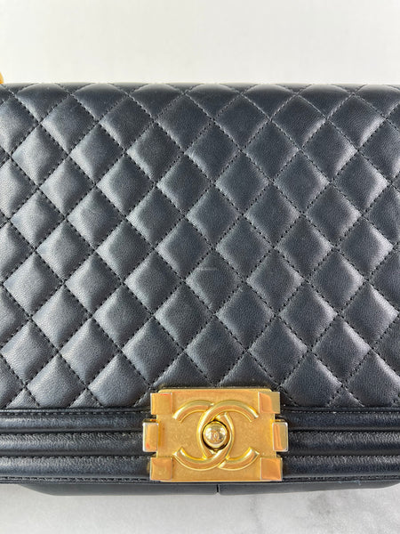 CHANEL Black Quilted Large Boy Crossbody/Shoulder Bag
