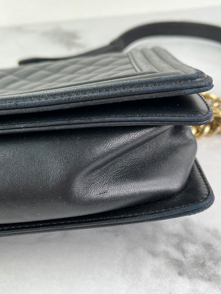 CHANEL Black Quilted Large Boy Crossbody/Shoulder Bag