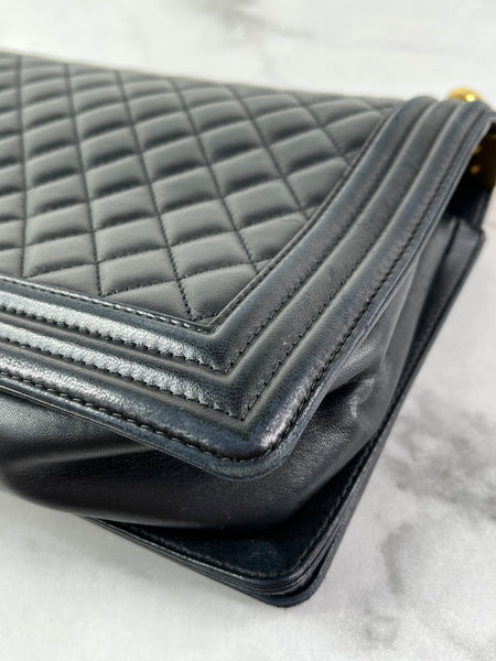 CHANEL Black Quilted Large Boy Crossbody/Shoulder Bag