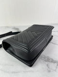 CHANEL Black Chevron Caviar Large Boy Crossbody/Shoulder Bag