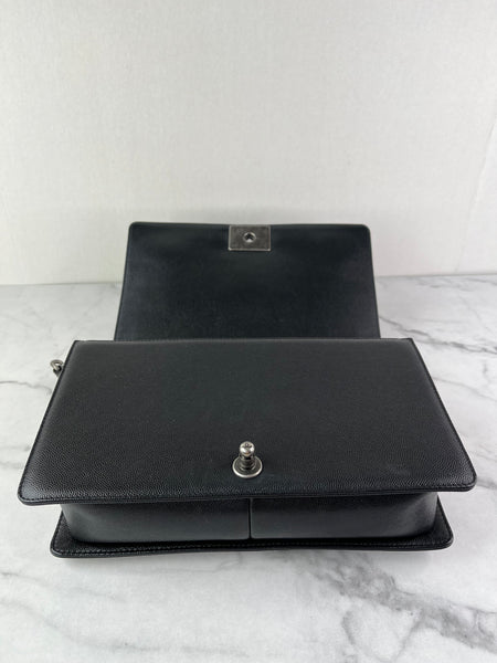 CHANEL Black Chevron Caviar Large Boy Crossbody/Shoulder Bag