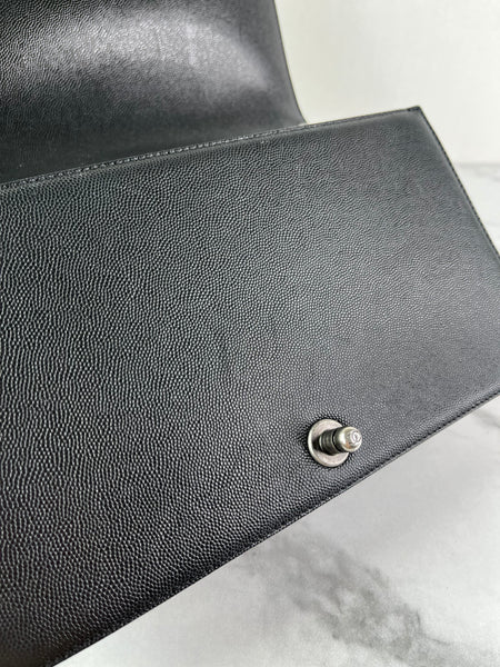 CHANEL Black Chevron Caviar Large Boy Crossbody/Shoulder Bag