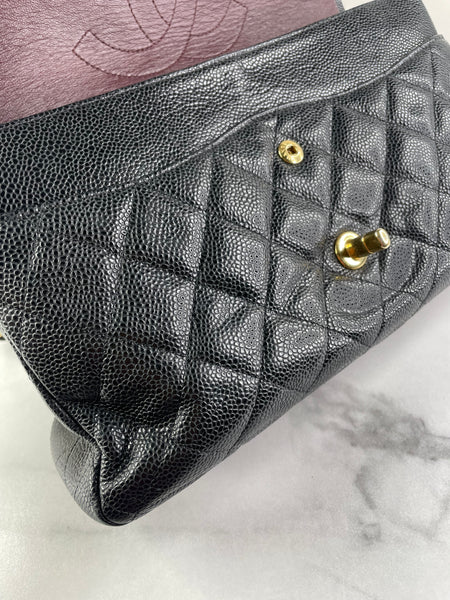 CHANEL Black Caviar Classic Jumbo Double Flap Bag