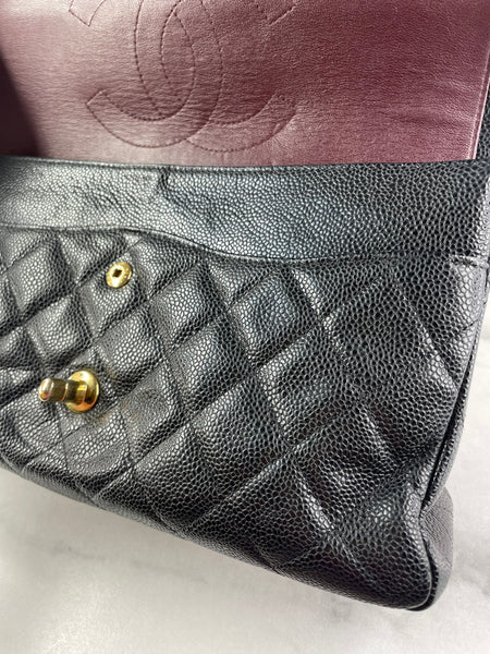 CHANEL Black Caviar Classic Jumbo Double Flap Bag