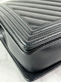 CHANEL Black Chevron Caviar Large Boy Crossbody/Shoulder Bag