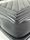 CHANEL Black Chevron Caviar Large Boy Crossbody/Shoulder Bag