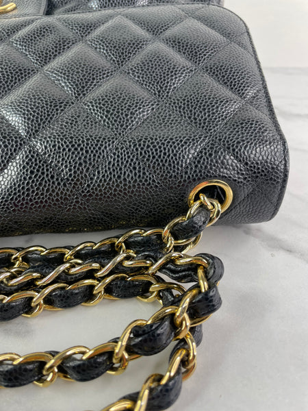 CHANEL Black Caviar Classic Jumbo Double Flap Bag