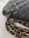 CHANEL Black Caviar Classic Jumbo Double Flap Bag