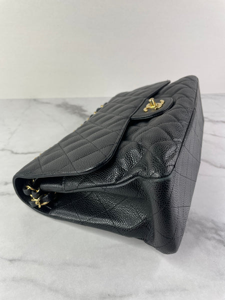 CHANEL Black Caviar Classic Jumbo Double Flap Bag