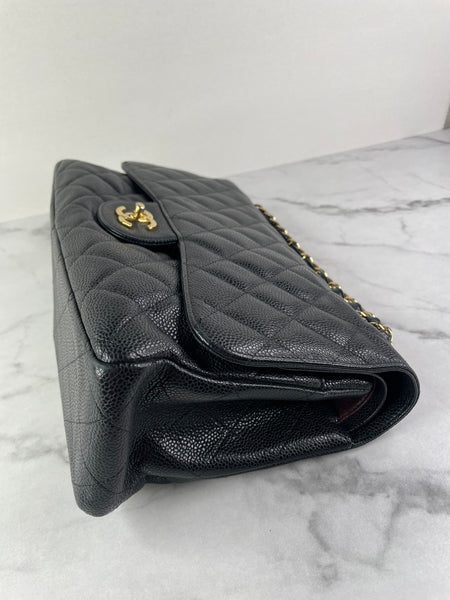 CHANEL Black Caviar Classic Jumbo Double Flap Bag
