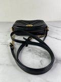 GUCCI Black Calfskin Matelasse Mini GG Marmont Chain Shoulder/Crossbody Bag