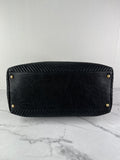 CHANEL Black Wrinkled Lambskin Chevron Quilted Surpique Tote Shoulder Bag