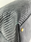 CHANEL Black Wrinkled Lambskin Chevron Quilted Surpique Tote Shoulder Bag