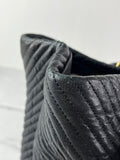 CHANEL Black Wrinkled Lambskin Chevron Quilted Surpique Tote Shoulder Bag