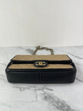 CHANEL Beige/Black Calfskin Quilted Medium Graphic Flap Shoulder/Crossbody Bag