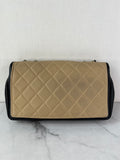 CHANEL Beige/Black Calfskin Quilted Medium Graphic Flap Shoulder/Crossbody Bag