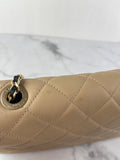 CHANEL Beige/Black Calfskin Quilted Medium Graphic Flap Shoulder/Crossbody Bag