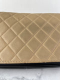 CHANEL Beige/Black Calfskin Quilted Medium Graphic Flap Shoulder/Crossbody Bag