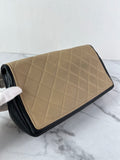 CHANEL Beige/Black Calfskin Quilted Medium Graphic Flap Shoulder/Crossbody Bag