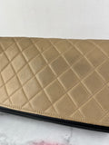 CHANEL Beige/Black Calfskin Quilted Medium Graphic Flap Shoulder/Crossbody Bag