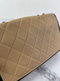 CHANEL Beige/Black Calfskin Quilted Medium Graphic Flap Shoulder/Crossbody Bag